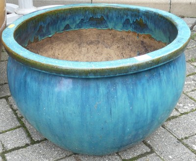 Lot 1443 - Three sundry large glazed stoneware garden...