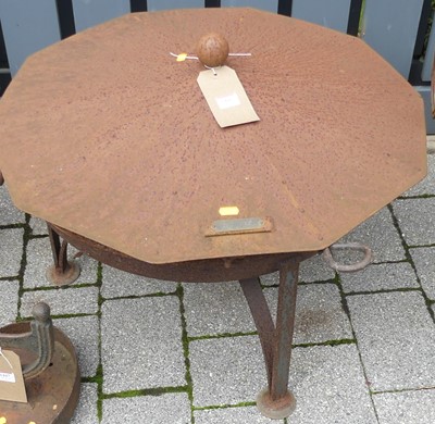 Lot 1446 - A rusted metal garden fire pit, having a...
