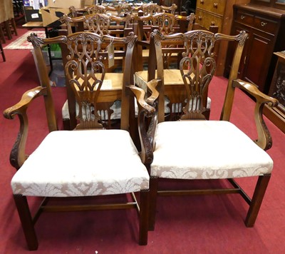 Lot 1453 - A set of ten mahogany Chippendale style dining...