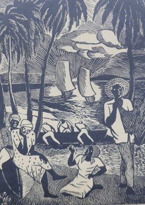 Lot 1030 - 20th century Jamaican school - two woodcuts,...