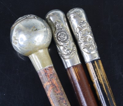 Lot 753 - A swagger stick, the spherical nickel pommel...