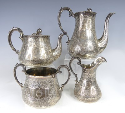 Lot 2254 - An early Victorian silver four-piece tea and...