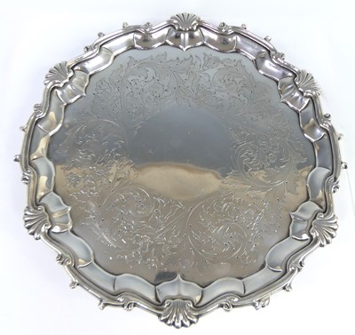 Lot 2110 - A George II silver salver, having a shaped...