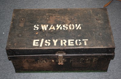 Lot 580 - A military trunk. stencilled to the lid S....