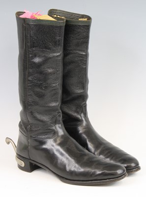 Lot 581 - A pair of Cavalry? black leather riding boots,...