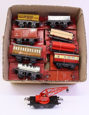 Lot 331 - Ten items of Hornby 0 gauge post-war rolling...