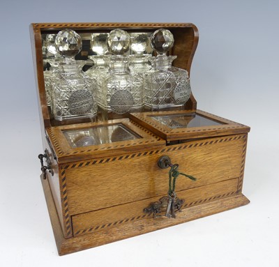 Lot 2333 - A late Victorian oak marquetry strung...