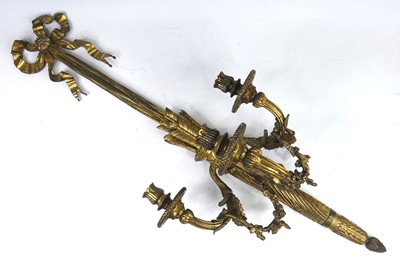 Lot 2341 - A pair of continental gilt bronze three-branch...