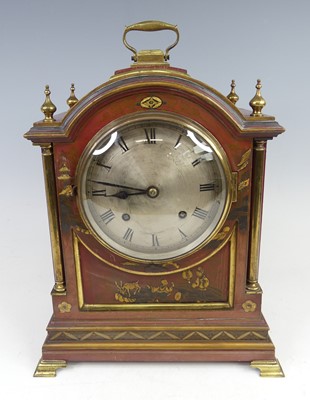 Lot 2467 - A Japan red lacquered bracket clock in the...