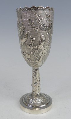 Lot 2186 - A Chinese export silver goblet by Wang Hing &...
