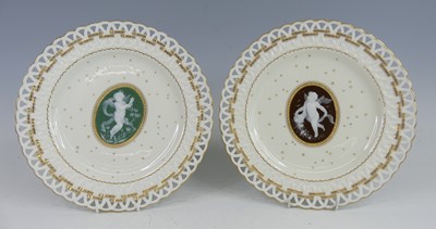 Lot 2040 - A pair of Mintons pate-sur-pate cabinet plates...