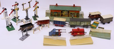 Lot 332 - One tray containing various Hornby 0 Gauge...