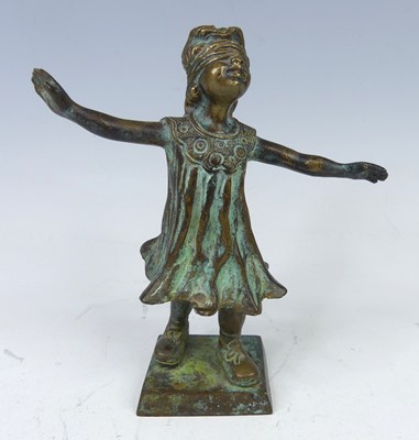 Lot 175 - A bronze model of a blindfolded girl, modelled...