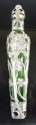 Lot 128 - An Art Nouveau silver mounted and green glass...