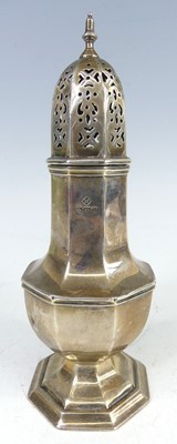 Lot 121 - An Art Deco silver pedestal lighthouse sugar...