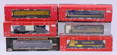 Lot 884 - Six Atlas HO Gauge American outline locos, to...