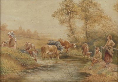 Lot 2397 - H. Hammond - Landscape with cattle watering,...