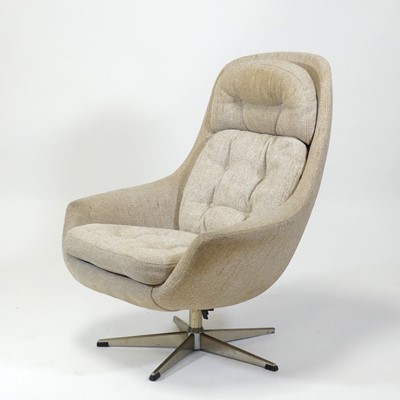 Lot 382 - A 1960s pale fabric upholstered swivel bucket...