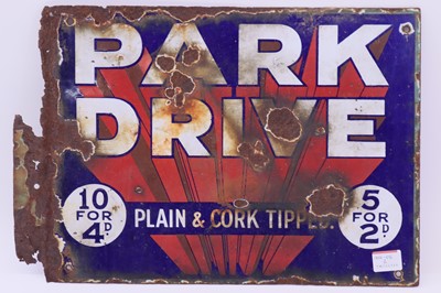 Lot 84 - Original enamel Park Drive Cigarette sign,...