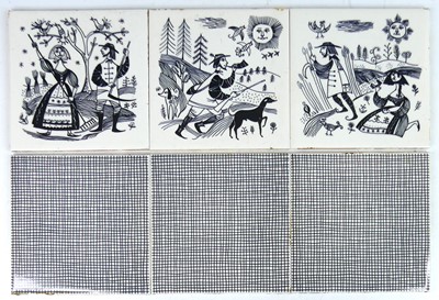 Lot 15 - Six tiles manufactured by Carter & Co, each...