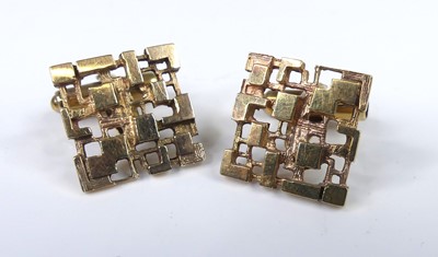 Lot 161 - A pair of 1970s 9ct gold cufflinks, of...