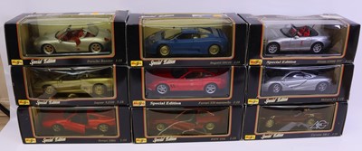 Lot 2154 - Nine Maisto 1:18 scale diecast cars, all...
