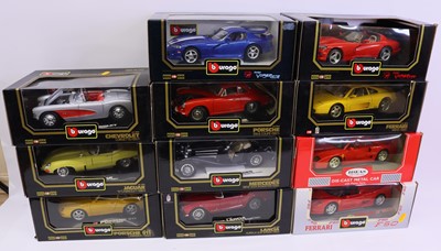 Lot 2138 - Eleven Burago 1:18 scale diecast cars, to...