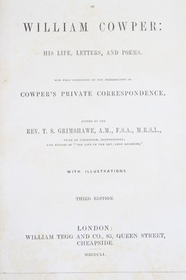 Lot 2008 - COWPER, William; GRIMSHAWE, Rev T.S. (ed.);...