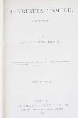 Lot 2013 - DISRAELI, Benjamin (Earl of Beaconsfield K.G.);...