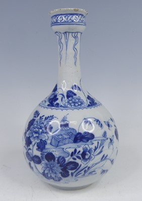 Lot 2025 - An 18th century Dutch Delft garlic-neck bottle...