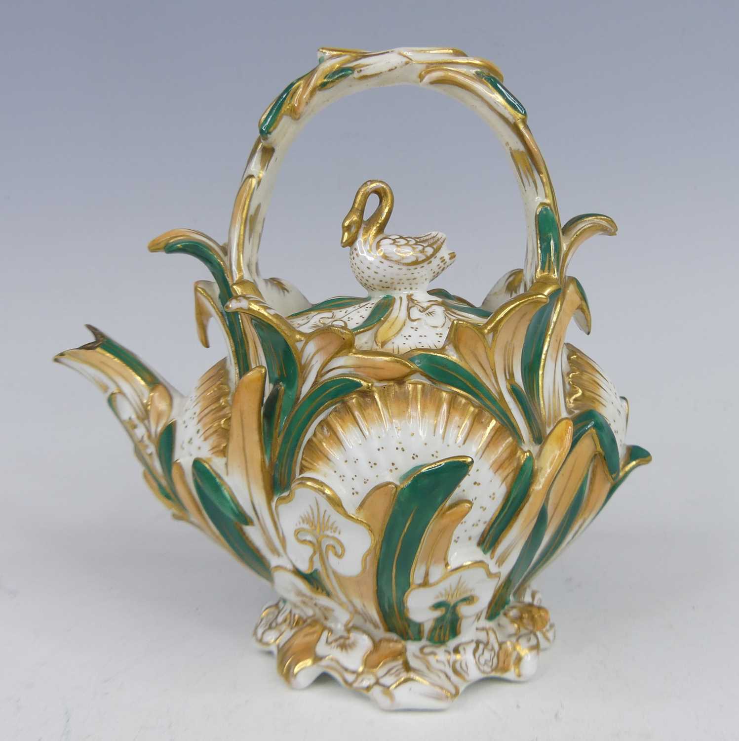 Lot 2036 - A Coalport porcelain Rococo Revival teapot,...