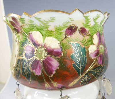 Lot 2055 - A pair of late Victorian opaque white glass...