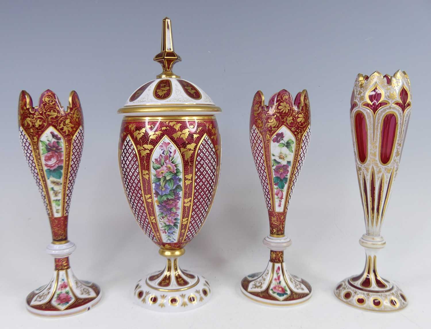 Lot 2054 - A late 19th century Bohemian glass three-piece...