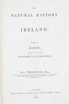 Lot 2019 - THOMPSON, William; The Natural History of...