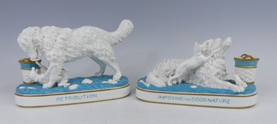 Lot 2042 - A pair of Robinson & Leadbetter porcelain dog...