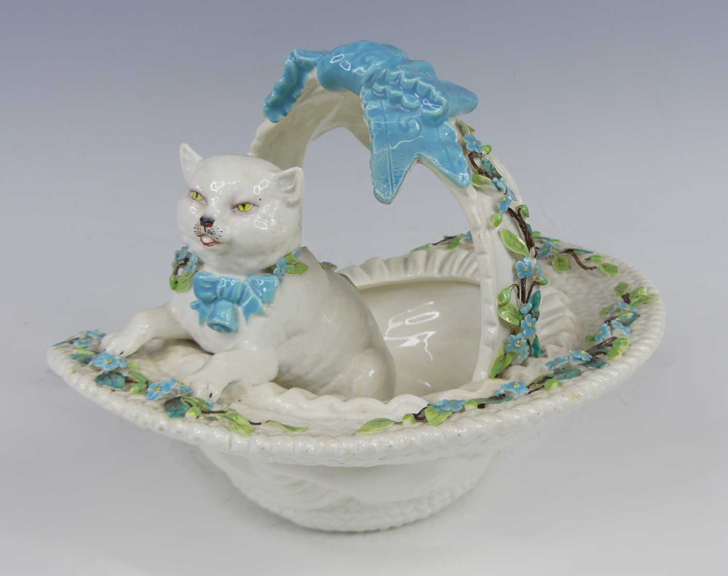 Lot 2037 - A Victorian porcelain basket dish, probably...