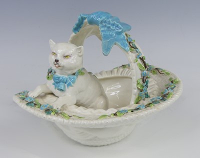 Lot 2037 - A Victorian porcelain basket dish, probably...
