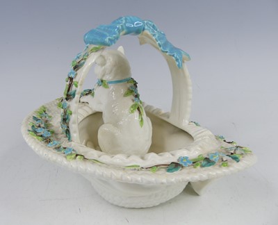 Lot 2037 - A Victorian porcelain basket dish, probably...
