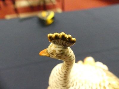 Lot 2044 - A pair of Royal Crown Derby porcelain peacocks,...