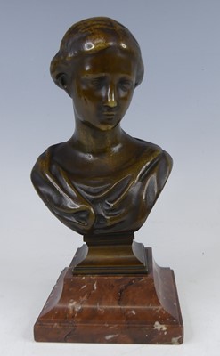Lot 2345 - A late Victorian bronze bust of a young woman...