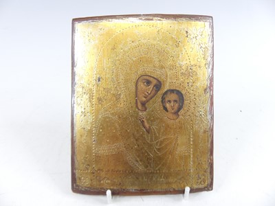 Lot 2378 - A 19th century Russian Orthodox icon depicting...
