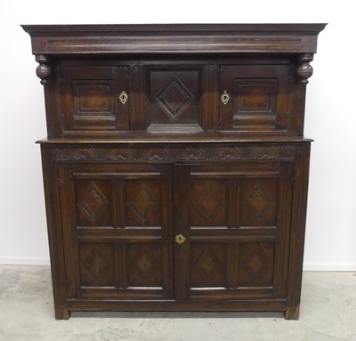 Lot 2491 - An antique joined oak court cupboard,...
