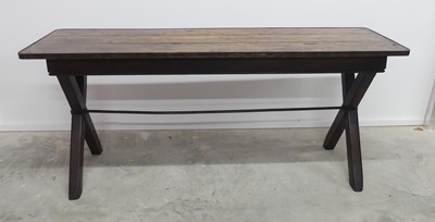 Lot 2482 - An antique fruitwood and metal bound refectory...