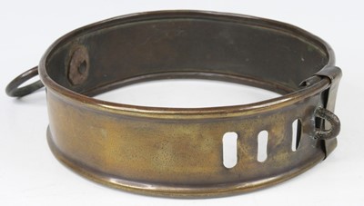 Lot 893 - A 19th century brass dog / animal collar, of...