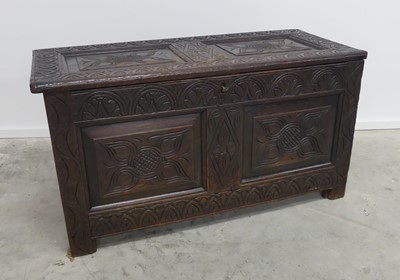 Lot 2496 - A late 17th century oak two-panel coffer, the...
