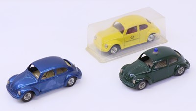 Lot 1739 - 3 CKO tinplate and friction drive VW Saloon...