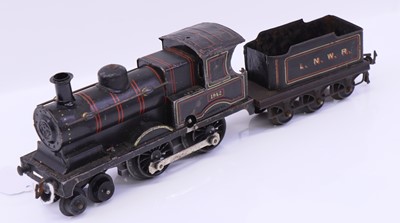Lot 350 - Bing 0 gauge black (LNWR) 4-4-0 c/w loco with...