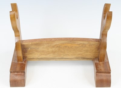 Lot 705 - A teak Tanto stand, w.30, d.19, h.22cm.