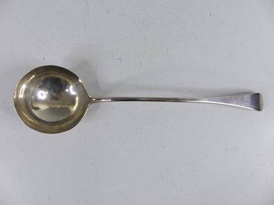 Lot 2098 - A George III silver soup ladle in the Old...