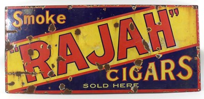 Lot 206 - An enamel on metal advertising sign for "Rajah"...